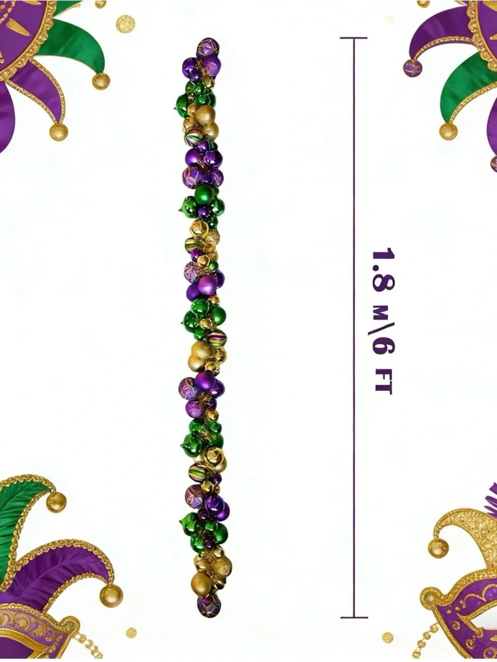 Festive Purple, Green & Gold Bead Garland - Mardi Gras